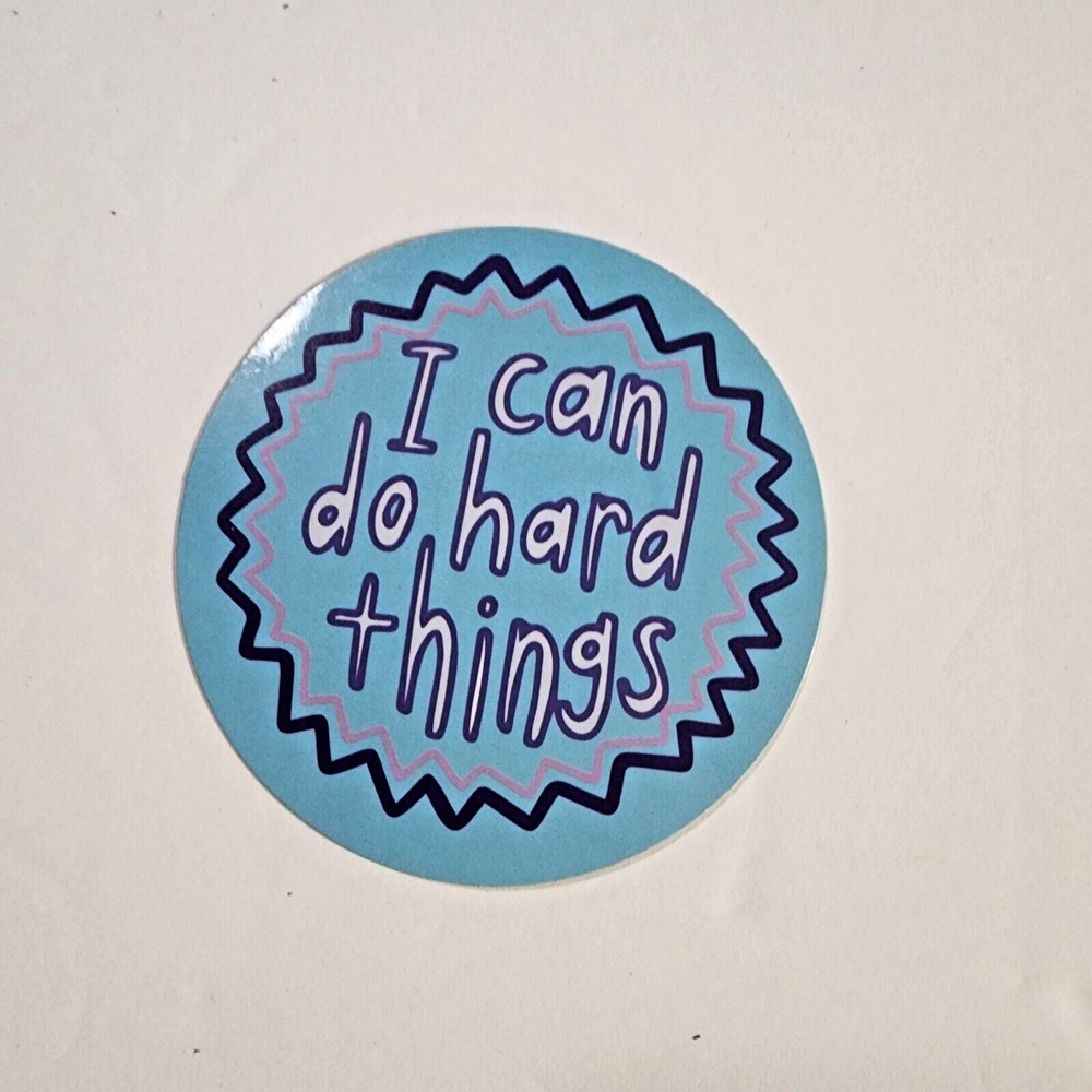 Anna Parade I Can Do Hard Things Round Sticker Blue Purple Pink Quote Decal NEW